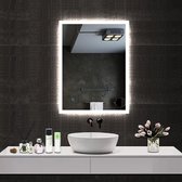 LED rechthoekige badkamerspiegel 80x60cm,4mm randloze rondom licht banen wandspiegel,enkele touch sensor schakelaar,koud wit