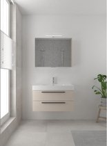 Bruynzeel Bando badmeubelset 90x45cm 1 kraangat 1 wasbak 2 lades met spiegelkast met softclose Composiet kasjmier grijs