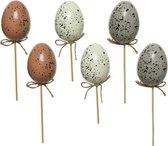 24x Kunststof vogel eieren/paaseieren op steker 36 cm - Paasversiering/decoratie Pasen - Paasstukjes versieren