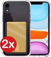 Hoes voor iPhone Xr Hoesje Met Pasjeshouder Shock Proof Case - Hoes voor iPhone Xr Hoesje Met Kaarthouder - 2 PACK