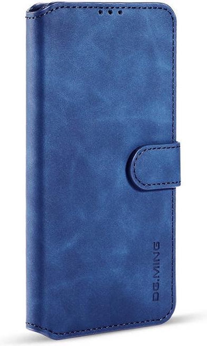 caseme - Hoesje geschikt voor Samsung Galaxy Note 20 - met magnetische sluiting - ming serie - leren book case - blauw