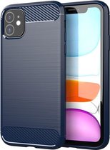 iPhone XR Carbon Fiber Look Hoesje - Apple iPhone XR Carbon Hoesje Cover Case - Blauw