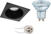 OSRAM - LED Spot Set - Parathom PAR16 927 36D - Luxino Minko Pro - GU10 Fitting - Dimbaar - Inbouw Vierkant - Mat Zwart - 3.7W - Warm Wit 2700K - Verdiept - 90mm