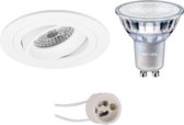 PHILIPS - LED Spot Set - MASTER 927 36D VLE - Luxino Alpin Pro - GU10 Fitting - DimTone Dimbaar - Inbouw Rond - Mat Wit - 4.9W - Warm Wit 2200K-2700K - Kantelbaar Ø92mm