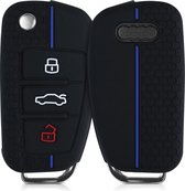 kwmobile autosleutel hoesje geschikt voor Audi 3-knops autosleutel - Autosleutel behuizing in zwart / blauw