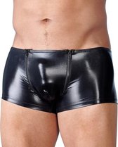 Wetlook Heren Boxer Met Rits - Heren Lingerie - Large - Slips & Boxershorts - Zwart - Discreet verpakt en bezorgd