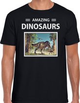 Dieren foto t-shirt T-rex dino - zwart - heren - amazing dinosaurs - cadeau shirt Tyrannosaurus Rex dinosaurus liefhebber L