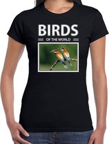 Dieren foto t-shirt Bijeneter - zwart - dames - birds of the world - cadeau shirt Bijeneter vogels liefhebber L