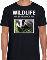 Dieren foto t-shirt Das - zwart - heren - wildlife of the world - cadeau shirt Dassen liefhebber M