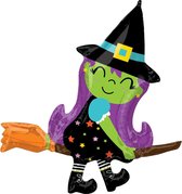 Amscan Folieballon Cute Witch On Broom 86 X 96 Cm Paars/zwart