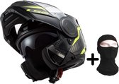 LS2 Modulaire helm Scope Skid zwart HV geel + capuchon