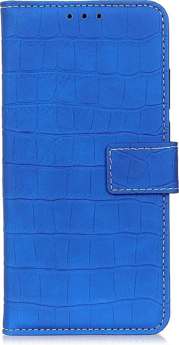 Mobigear Telefoonhoesje geschikt voor Samsung Galaxy S20 FE Hoesje | Mobigear Croco Bookcase Portemonnee | Pasjeshouder voor 3 Pasjes | Telefoonhoesje voor Pinpas / OV Kaart / Rijbewijs - Blauw