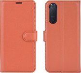 Sony Xperia 5 II Hoesje - Mobigear - Classic Serie - Kunstlederen Bookcase - Cognac - Hoesje Geschikt Voor Sony Xperia 5 II