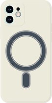 Mobigear Hoesje geschikt voor Apple iPhone 12 Pro Max Siliconen MagSafe Telefoonhoesje | Mobigear Rubber Touch Backcover | Geschikt voor MagSafe | Geschikt voor Draadloos Opladen met Magnetische Ring | MagSafe Case - Wit