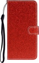 Samsung Galaxy A31 Hoesje - Mobigear - Glitter Serie - Kunstlederen Bookcase - Rood - Hoesje Geschikt Voor Samsung Galaxy A31