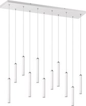 LED Hanglamp - Torna Tular - 22W - Warm Wit 3000K - Rechthoek - Mat Wit - Aluminium