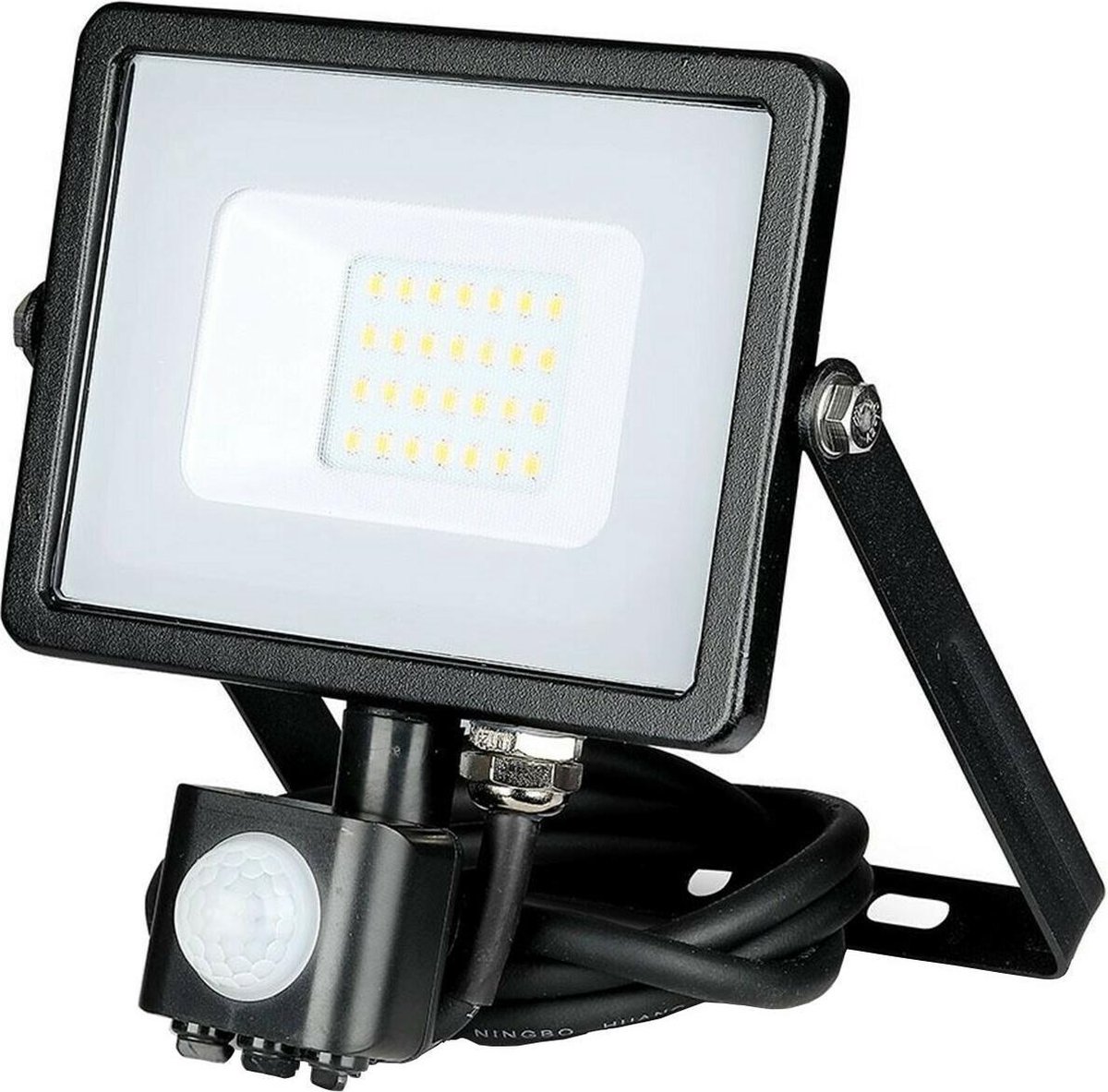 SAMSUNG - LED Bouwlamp 20 Watt met Sensor - LED Schijnwerper - Nirano Dana - Natuurlijk Wit 4000K - Mat Zwart - Aluminium