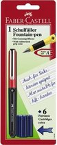 stylo plume scolaire Faber Castell + 6 cartouches d'encre sur blister