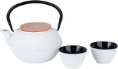 Cosy en Trendy Hakone Theepot Wit 1,2l D21xh18cm met 2 tassen en onderleggeer En Yourkitchen E-kookboek - Heerlijke Smulrecepten