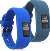 kwmobile horlogeband voor Garmin Vivofit jr. / jr. 2 - Maat S - 2x siliconen armband voor fitnesstracker in donkerblauw / antraciet