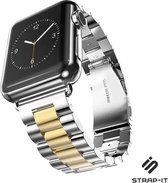 Stalen Smartwatch bandje - Geschikt voor Apple Watch stalen bandje - zilver/goud - Strap-it Horlogeband / Polsband / Armband - Maat: 38 - 40 - 41mm