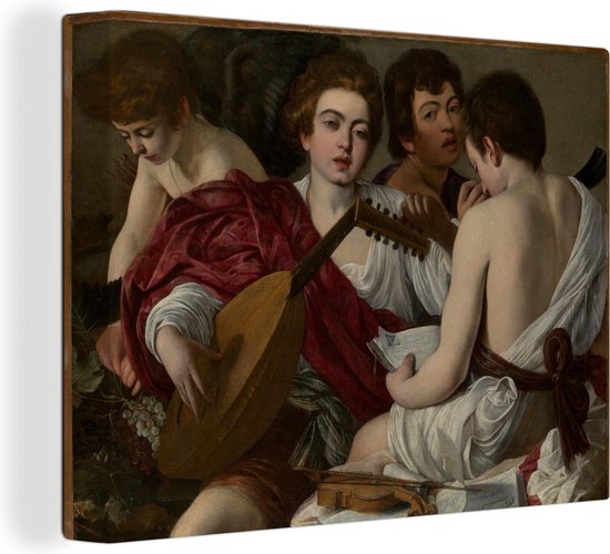 Canvas Schilderij De musici - een schilderij van Caravaggio - 120x90 cm - Wanddecoratie