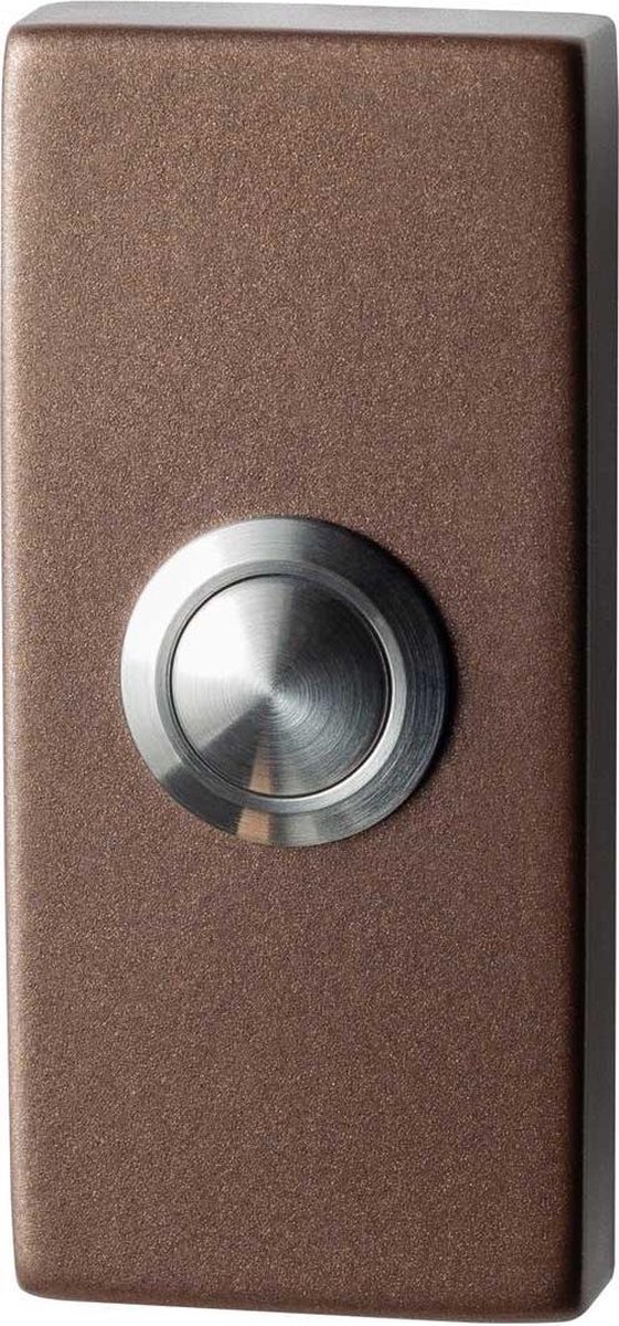 Deurbel Bronze blend rechthoekig 70x32x10 mm RVS button