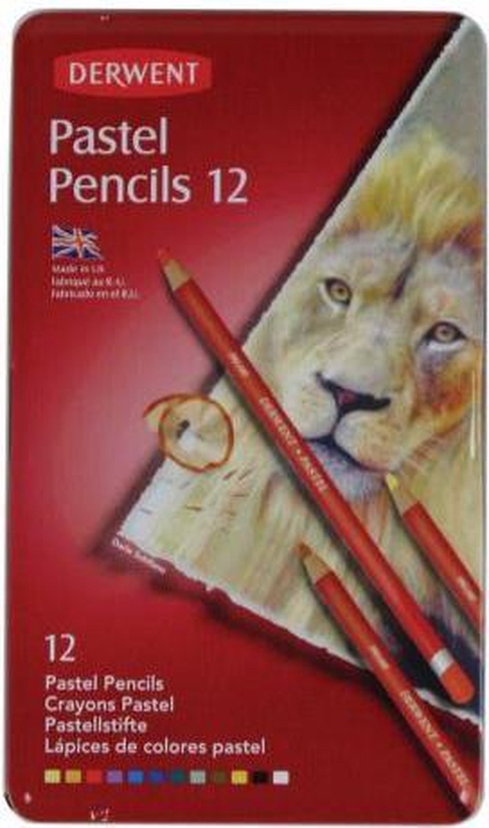 Derwent pastel potloden assorti in blik 12 stuks