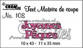 Crealies Snijmal Franse tekst no.108 Joyeuses Paques