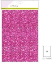 CraftEmotions glitterpapier 5 vel Neon Roze +/- 29x21cm 120gr