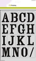 CraftEmotions stencil - alfabet vintage 2xA4 - H=56 milimeter