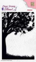 SIL074 Clear stamp Nellie Snellen - silhouet tree - boom met gras - stempel achtergrond bomen