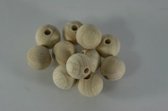 Houten ballen / kralen uit beuken met gat, naturel 15mm 125 stuks
