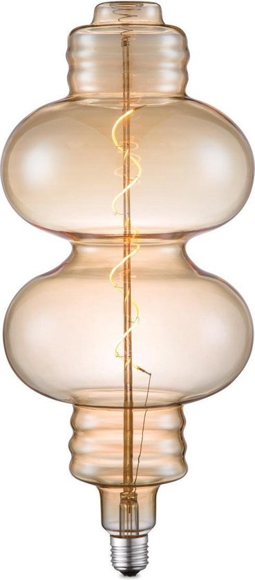 Home Sweet Home - Edison Vintage E27 LED filament lichtbron Spiraal - Amber - 18/18/40cm - Dimbaar - 4W 280lm 2700K - warm wit licht - geschikt voor E27 fitting