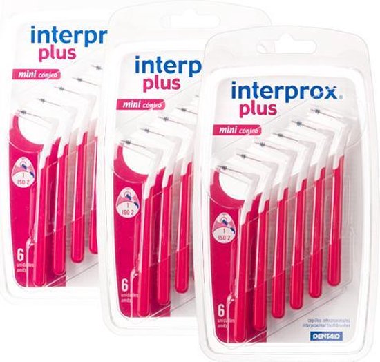 Interprox Plus Mini Conical - 2 tot 4 mm - Rood 3 x 6 stuks - Voordeelpakket bol.com
