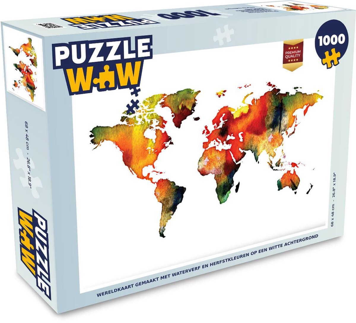 Puzzle 1000 pièces adultes Carte du monde aquarelle 1000 pièces ...