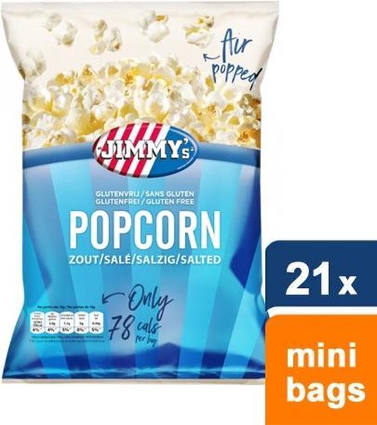 Naschrift rekruut Bandiet Jimmy's popcorn - Zout - 21 mini bags | bol.com
