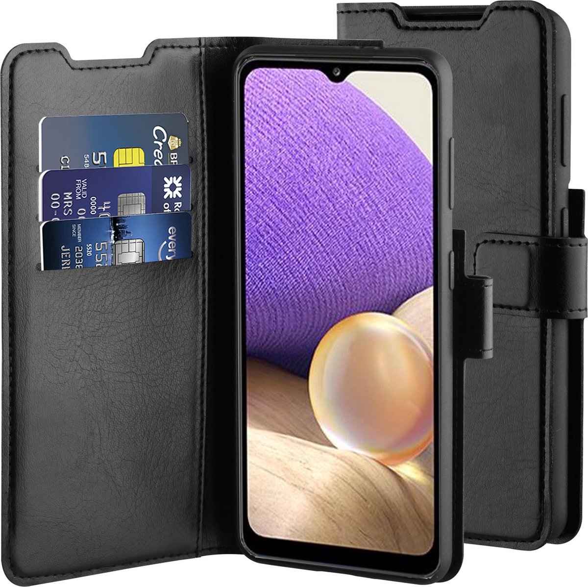 BeHello Samsung Galaxy A32 Gel Wallet Case Black