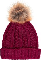 Color Kids - Reflecterende muts voor kinderen - Cable Knit - Donkerrood - maat 56CM