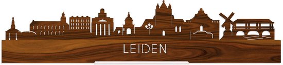 Standing Skyline Leiden Palissander hout - 60 cm - Woondecoratie design - Decoratie om neer te zetten en om op te hangen - Meer steden beschikbaar - Cadeau voor hem - Cadeau voor haar - Jubileum - Verjaardag - Housewarming - Interieur -
