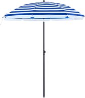 Stick Parasol, diamètre 160 cm, parasol de jardin rond / octogonal en polyester, inclinable, avec sac de transport - Rayé Blauw