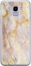 Hoesje geschikt voor Samsung Galaxy J6 (2018) - Stay Golden Marble - Soft Case - TPU - Marmer - Goud - ELLECHIQ