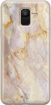 Hoesje geschikt voor Samsung Galaxy A6 (2018) - Stay Golden Marble - Soft Case - TPU - Marmer - Goud - ELLECHIQ