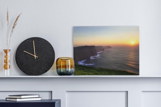 Canvas schilderij 40x30 cm - Wanddecoratie Zonsopkomst op de Kliffen van Moher in Ierland - Muurdecoratie woonkamer - Slaapkamer decoratie - Kamer accessoires - Schilderijen op canvas