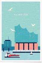 JUNIQE - Poster Hambourg Elbphilharmonie - retro -40x60 /Turkoois