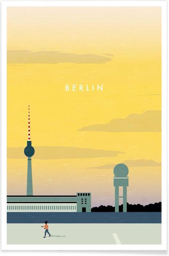 JUNIQE - Poster lijst Berlijn - retro /Geel