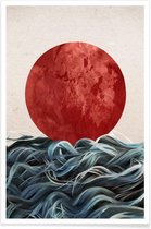 JUNIQE - Poster Sunrise in Japan -40x60 /Blauw & Ivoor