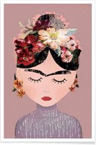 JUNIQE - Poster Frida Pastell -60x90 /Paars & Roze
