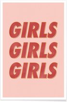 JUNIQE - Poster Girls Red -60x90 /Oranje & Rood