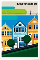 JUNIQE - Poster Vintage San Francisco 69 -20x30 /Kleurrijk